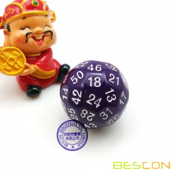 Bescon Polyhedral Dice 50-sided Spēļu Kauliņu, D50 mirst, D50 dice, 50 Pusēm, Kauliņu, 50 Sided Cube Violetu Krāsu