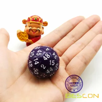 Bescon Polyhedral Dice 50-sided Spēļu Kauliņu, D50 mirst, D50 dice, 50 Pusēm, Kauliņu, 50 Sided Cube Violetu Krāsu