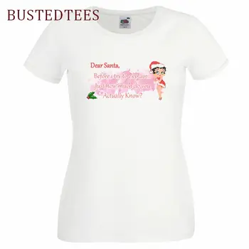 Betty Boop Nerātns Meitene Mīļā Santa Ziemassvētki Ziemassvētki Āmuļi Dāmu T-Krekls Krekls Jaunas Ielidošanas Radošu Dizainu Piedurknes Cool Krekli