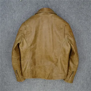 Bezmaksas piegāde.1.2 mm bieza pātagot mēteli,vīrietis vintage īstas ādas Jaka,klasiskās 1930 stila jakām,brūns pārdošanas