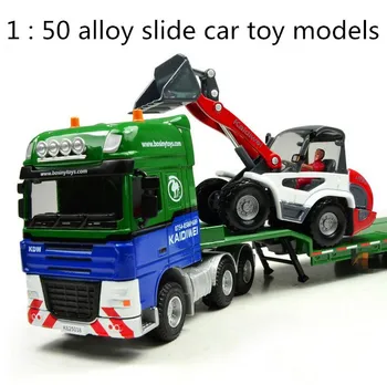 Bezmaksas piegāde !1 : 50 sakausējuma slaidu auto rotaļlietu modeļi, celtniecības,bortu piekabe ar buldozeriem modeli,Bērnu mīļākie