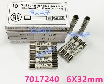 Bezmaksas Piegāde 10 gabali / daudz SIBA 6.3x32 mm FF315mA 1000 V, 7017240 6*32mm FS 315mA 0.315 A 1KV piegādes augsta sprieguma drošinātājs