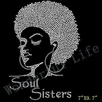 Bezmaksas Piegāde 2GAB/daudz Dvēseles Māsas Afro meitene, Dāma (Skaidrs) Rhinestone Pārsūtīt Dzelzs Dizaina Motīvs