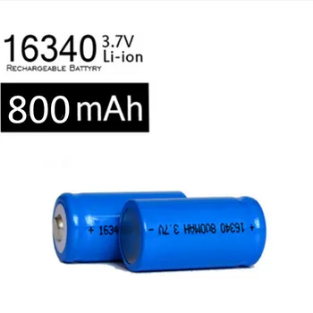 Bezmaksas piegāde 3,7 v ICR 16340 li-ion baterija CR123A 800mah CR 123A, atkārtoti uzlādējams litija jonu šūnas lāzera gaismiņa lāpu