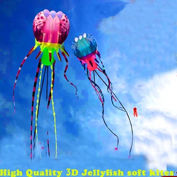 Bezmaksas piegāde augstas kvalitātes 3d pūķis medūzas mīksto kite neilons ripstop ar rokturi līnijas āra rotaļlietas lieliem kite surf octopus