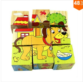 Bezmaksas Piegāde Bērnu Koka Karikatūra Dzīvnieku Puzzle Rotaļlietas 6 Pusēs Gudrības, Atjautības Agrīnās Izglītības Rotaļlietas, Vecāku Un Bērnu Spēle