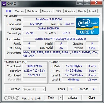 Bezmaksas piegāde Intel CPU SR0V0 i7-3632QM Intel Core i7 Mobilo ierīču procesors centrālais procesors ar 2.2 GHZ 6 mb lielu SROVO I7 3632QM