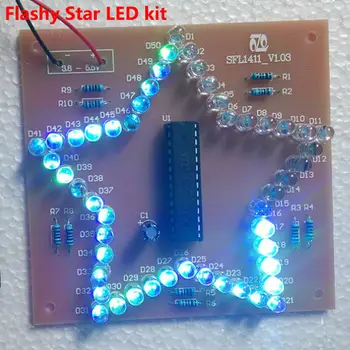 Bezmaksas Piegāde Krāsains Zvaigžņu LED Mirgo DIY Mācību Komplekts ar akumulatoru, ja kaste iepak turētājs