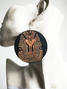 Bezmaksas Piegāde!!melnā krāsa Ēģiptes Tetovējums Faraons Koka Auskari MĒS-0649
