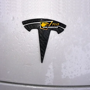 Bezmaksas piegāde modificētas automašīnas logo aksesuāri oglekļa šķiedras priekšējo un aizmugurējo logo plāksteris Tesla model 3