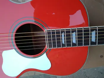Bezmaksas piegāde pielāgot ģitāra profesionālās OOO ķermeņa cietās sarkanbrūnu krāsu ģitāras 6 stīgu akustiskā ģitāra