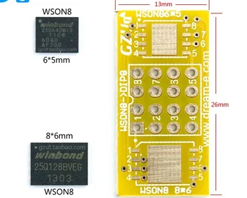 Bezmaksas piegāde QFN8, lai DIP8 Programmētājs Adapteris WSON8 DFN8 MLF8, lai DIP8 ligzda 25xxx 8x6mm 6x5mm