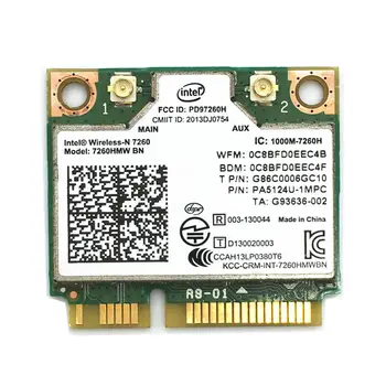 Bezvadu Adapteris Karte Intel 7260 7260HMW BN 802.11 bgn 300Mbps Bluetooth 4.0 Mini PCI-E Wifi Karti, dell, asus, acer