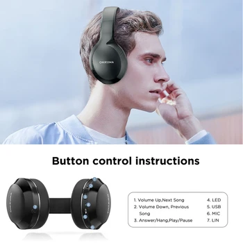 Bezvadu Austiņas Pa Ausu Liels Austiņu BlackWirless Stereo Mūzikas Gamer Headset Bluetooth 5.0 Iphone Viedtālruņa Tālruni