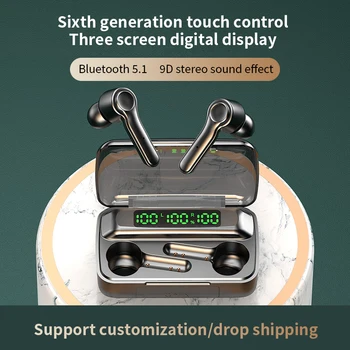 Bezvadu Austiņas TWS Bluetooth 5.1 Austiņas 2000mAh Sporta Ūdensizturīgs Austiņas HiFi 9D Bass Stereo Earbuds ar Mikrofoni
