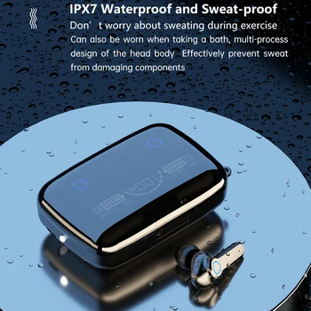 Bezvadu Austiņas TWS Bluetooth 5.1 Mini Earbuds, Stereo Bass Power LED Displejs Trokšņa Samazināšanas Sporta Ūdensizturīgs Austiņu Ausī