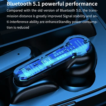 Bezvadu Austiņas TWS Bluetooth 5.1 Mini Earbuds, Stereo Bass Power LED Displejs Trokšņa Samazināšanas Sporta Ūdensizturīgs Austiņu Ausī