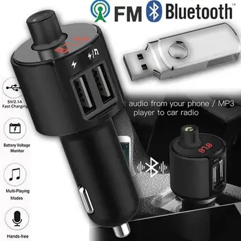 Bezvadu Bluetooth Auto MP3 Atskaņotājs Mūzikas Audio Uztvērēju Adapteri, Bluetooth Brīvroku Automašīnas Komplekts FM Raidītājs ar USB Auto Lādētāju
