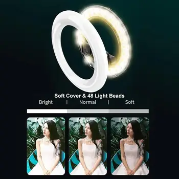 Bezvadu Bluetooth Selfie Stick Salokāms Rokas Tālvadības Slēdža Statīvs ar 5 collu LED Ring Light for Live Stream