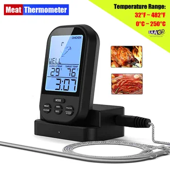 Bezvadu Ciparu Gaļas Termometrs - Tālvadības BBQ Virtuves Vārīšanai Termometru, Cepeškrāsns Grila Smēķētājs ar Taimeri, kas Iekļautas Pārtikas Zonde