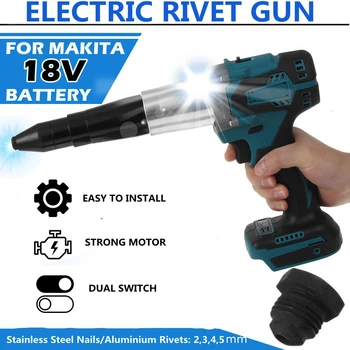 Bezvadu Elektriskā Blind Riveter Elektriskā Kniežu Pistoli 2mm-5mm Portatīvo Skrūvgriezi Rvet Riekstu Uzlādējams Par 18V, Makita Akumulatoru