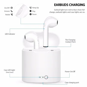 Bezvadu headohones Bluetooth Austiņas i7S Tws Auss pumpuri Dvīņi Earbuds Ar Uzlādes kaste, Austiņas Priekš iPhone, Samsung Smart tālruni