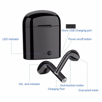 Bezvadu headohones Bluetooth Austiņas i7S Tws Auss pumpuri Dvīņi Earbuds Ar Uzlādes kaste, Austiņas Priekš iPhone, Samsung Smart tālruni