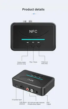 Bezvadu NFC Bluetooth 5.0 Uztvērējs, 3,5 mm AUX HiFi Stereo Audio Dongle Adapteri, Lai Auto Skaļrunis Bezvadu Adapteri, lai tālruni automašīnu tv