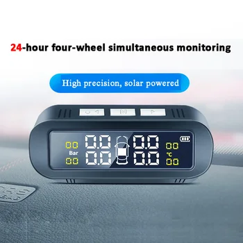 Bezvadu Saules TPMS Auto, Riepu Spiediena Monitoringa Sistēma, Displejs Smart Temperatūras Brīdinājums Ārējs/iekšējs 4 Sensori tpms