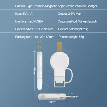 Bezvadu USB Lādētāju, lai Tālrunis Skatīties, Sērija 1 2 3 4 5 Portatīvie Magnētisko Lādētājs Apple Izdevums Mini Bezvadu lādēšana