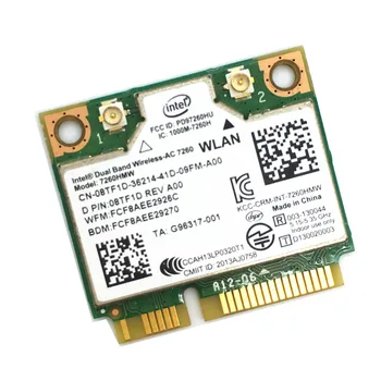 Bezvadu Wifi Karte Dual Band Intel 7260 AC 7260HMW Mini PCI-E 867Mbps 802.11 ac 2.4 G/5 ghz Bluetooth 4.0 For Laptop