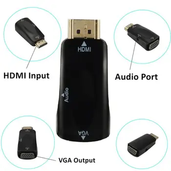BGGQGG HDMI Male VGA Female Adapteri Audio Kabelis Converter FHD) 1080P 720P 480P Par PC, Laptop, TV Kastē Datora Displejs Projektoru
