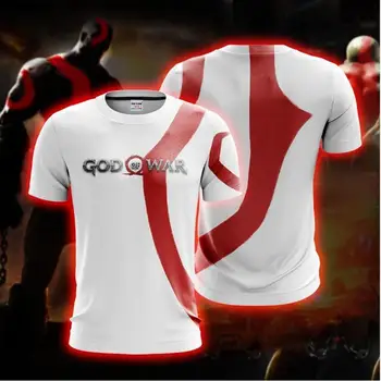 BIANYILONG 2019 Jauno Vasaras Gadījuma Īsām Piedurknēm Topi un t-veida, Kratos Kara Dievs (Balts) Unisex 3D T-krekls