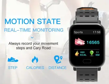 BINSSAW A6 Smart Skatīties Jaunu ar Sirds ritma Monitors Fitnesa Tracker asinsspiediens rtwatch Ūdensizturīgs Android, IOS PK Q8 V6 S9