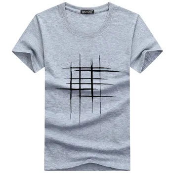BINYUXD jauns Vienkārši radoši dizaina līnijas šķērsot Drukāt kokvilnas T Krekli Vīriešu Jaunas Ielidošanas Vasaras Stilā ar Īsām Piedurknēm Vīriešu t-krekls