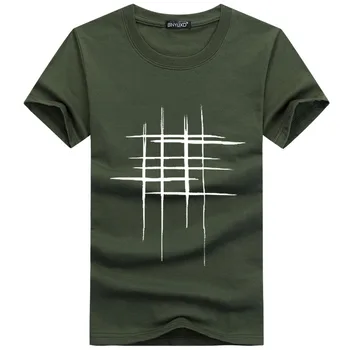 BINYUXD jauns Vienkārši radoši dizaina līnijas šķērsot Drukāt kokvilnas T Krekli Vīriešu Jaunas Ielidošanas Vasaras Stilā ar Īsām Piedurknēm Vīriešu t-krekls