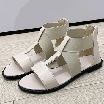 BJYL 2020. gada Vasaras jaunā modes vienkrāsainu sieviešu apavi, plakana apakšējā dāmas open toe potītes sandales sieviešu sandales kurpes M1383