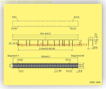 BL64-1005M 64 sadaļā 100mm dzeltena LED bargraph displejs