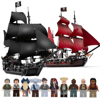Black Pearl Kuģi Saderīgs ar Pirātu Kuģi Caribbeanes Modeli, Celtniecības Bloki Zēni Dzimšanas dienas Dāvanas Bērniem Rotaļlietas 6001 6002