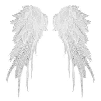 Black Wings Eņģeļa Spārnus Cosplay Spārniem Izšūti Plāksteri Auduma Dzelzs-par Sew-par Plāksteri Nozīmītes Eņģeļa Spārnus Aplikācijas cosplay spārniem