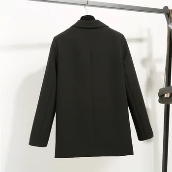 Bleizeri Sievietēm Cietā Melnā Biroja Dāmas Dubultā Krūtīm Visu maču Plus Izmērs 3XL korejiešu Stilā Gadījuma Dienas Sieviešu Apģērbu Šiks