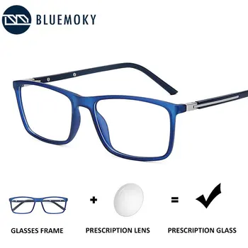 BLUEMOKY Plastmasas Recepšu Brilles Vīriešiem Ultravieglajiem Laukumā Tuvredzība Recepšu Brilles Retro Optisko Briļļu Rāmis BT2201