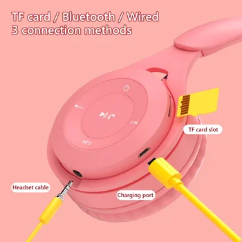 Bluetooth 5.0 Bezvadu Austiņas Ar HD MIKROFONS Austiņas Atbalsta TF kartes Austiņas Regulējams Salokāms Austiņas tālruņa Bērniem Dāvanu