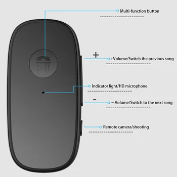 Bluetooth 5.0 Uztvērējs, 3,5 mm Ligzda AUX Lavalier Portatīvo Uztvērēju Auto Austiņas Skaļruni Stereo Mūzika