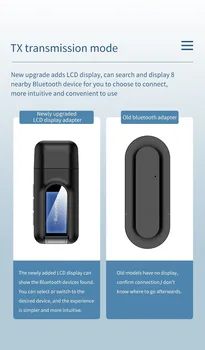 Bluetooth 5.0 Uztvērējs Bezvadu Audio Raidītājs ar LCD Ekrānu Adapteris 3,5 MM AUX Auto brīvroku