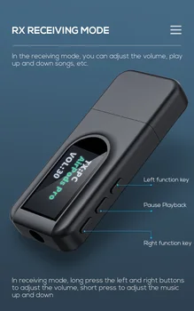 Bluetooth 5.0 Uztvērējs, Raidītājs Ar Display Stereo Mini USB, 3,5 mm Audio Bezvadu Adapteris TV PC Auto Austiņas