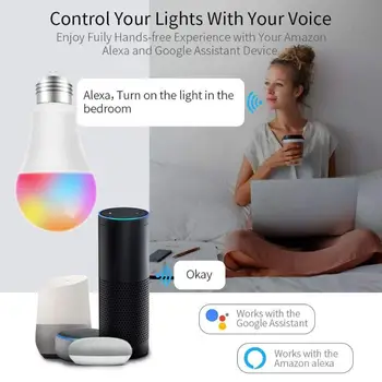 Bluetooth bezvadu Pieslēgumu (WiFi Smart LED E27 Spuldze 85-265V Burvju RGB APP Balss Kontroles Pamosties Lampas Saderīgu Alexa