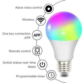 Bluetooth bezvadu Pieslēgumu (WiFi Smart LED E27 Spuldze 85-265V Burvju RGB APP Balss Kontroles Pamosties Lampas Saderīgu Alexa