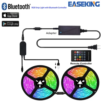 Bluetooth LED Sloksnes Gaismas 20M RGB 5050 SMD Elastīgās Lentes, kas Nav Ūdensizturīgs RGB LED Gaismas 15M Lentas Diode DC 24V Bluetooth Kontrole