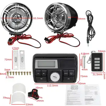 Bluetooth Motocikls, Motociklu Stūres Audio Radio Sistēma ar USB, SD FM Radio Stereo, MP3, Skaļruņi Honda Kawasaki